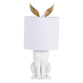 Originelle Hasen-Tischlampe mit Goldohren & Stoffschirm Weiß Polyresin Ø 20x43 cm von Clayre & Eef (6LMC0013W)