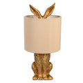 Hasen-Tischlampe mit Samtschirm Sandbeige & Gold Polyresin Ø 20x43 cm von Clayre & Eef (6LMC0099GOVBE)