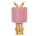 Hasen-Tischlampe mit Samtschirm Altrosa & Gold Polyresin Ø 20x43 cm von Clayre & Eef (6LMC0099GOVP)