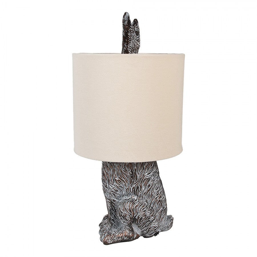 Hasen-Tischlampe mit Samtschirm Sandbeige & Braun Polyresin Ø 20x43 cm von Clayre & Eef (6LMC0099VBE)