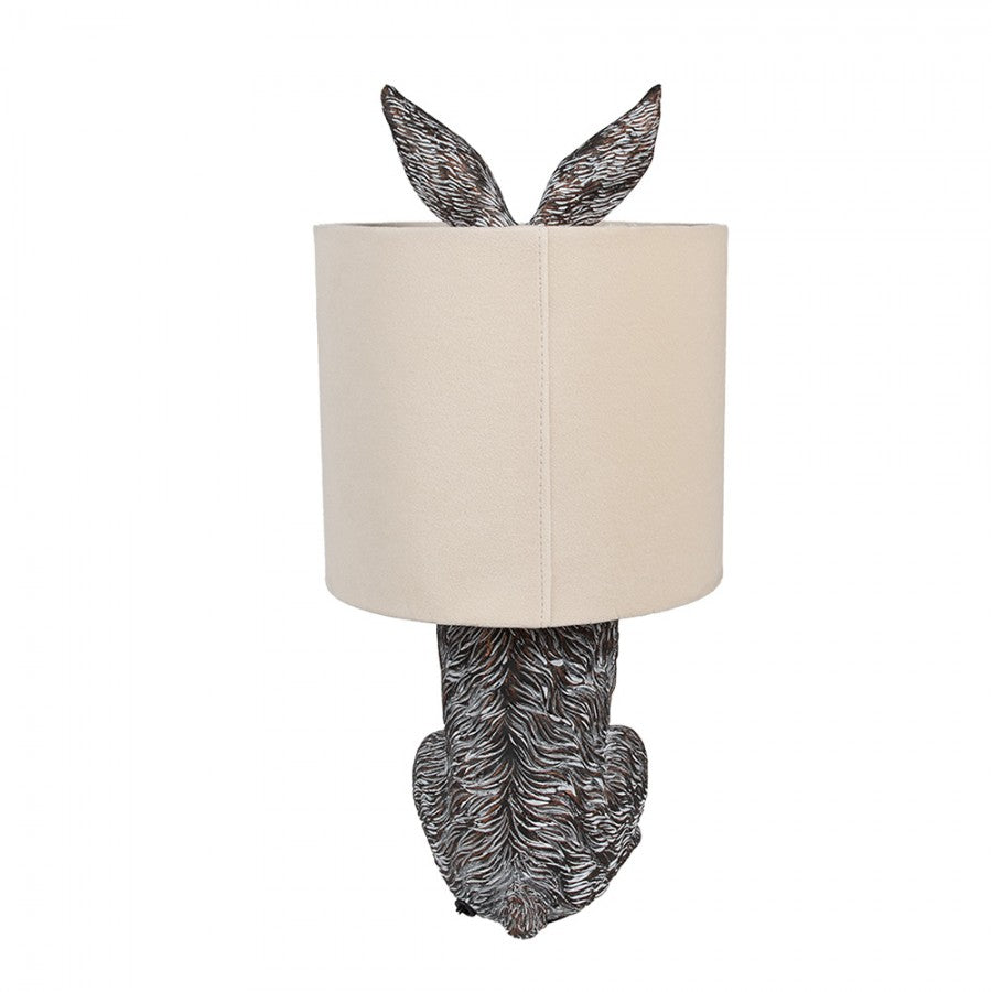 Hasen-Tischlampe mit Samtschirm Sandbeige & Braun Polyresin Ø 20x43 cm von Clayre & Eef (6LMC0099VBE)