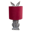 Hasen-Tischlampe mit Samtschirm Bordeauxrot & Braun Polyresin Ø 20x43 cm von Clayre & Eef (6LMC0099VBU)