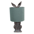 Hasen-Tischlampe mit Samtschirm Salbeigrün & Braun Polyresin Ø 20x43 cm von Clayre & Eef (6LMC0099VLGR)