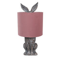 Hasen-Tischlampe mit Samtschirm Altrosa & Braun Polyresin Ø 20x43 cm von Clayre & Eef (6LMC0099VP)