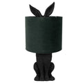 Hasen-Tischlampe mit Samtschirm Dunkelgrün & Schwarz Polyresin Ø 20x43 cm von Clayre & Eef (6LMC0099ZVGR)