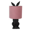 Hasen-Tischlampe mit Samtschirm Altrosa & Schwarz Polyresin Ø 20x43 cm von Clayre & Eef (6LMC0099ZVP)