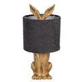 Hasen-Tischlampe mit Bouclé-Schirm Anthrazit & Gold Polyresin Ø 20x43 cm von Clayre & Eef (6LMC0111GOG)