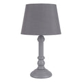 Landhaus-Tischlampe mit Stoffschirm & gedrechseltem Holzfuß Grau 20x20x42 cm von Clayre & Eef (6LMC0116)