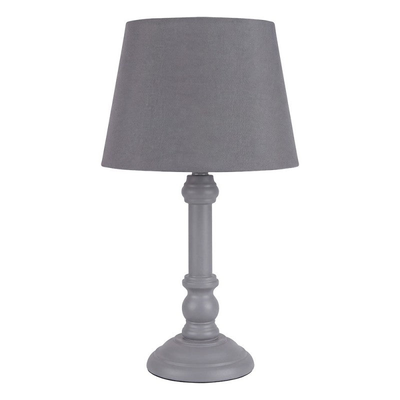 Landhaus-Tischlampe mit Stoffschirm & gedrechseltem Holzfuß Grau 20x20x42 cm von Clayre & Eef (6LMC0116)