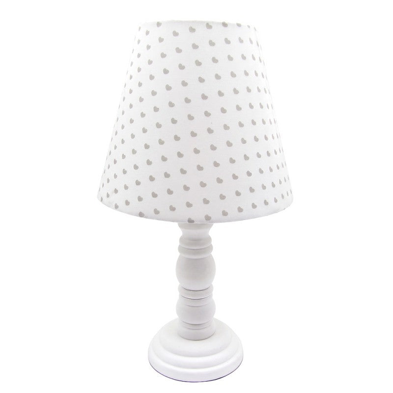 Landhaus-Tischlampe mit Herzchen Stoffschirm & Holzfuß Weiß 17x17x33 cm von Clayre & Eef (6LMC0118)