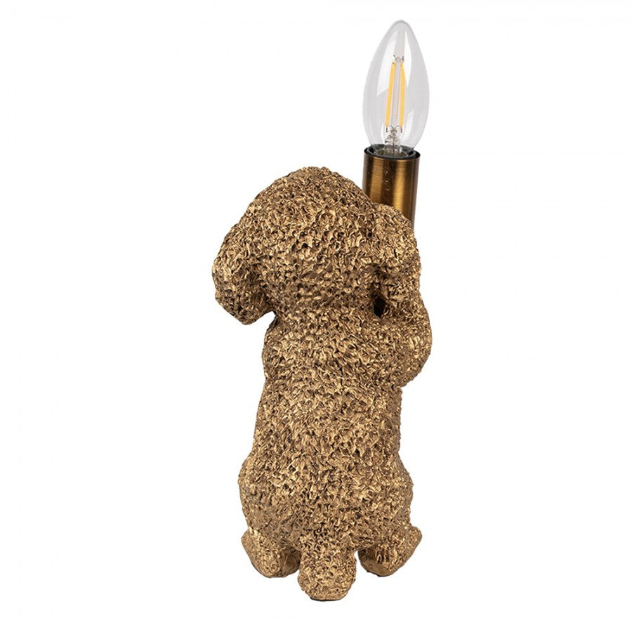 Hunde-Tischlampe Pudel stehend Antikgold Polyresin 11x13x23 cm von Clayre & Eef (6LMP792)