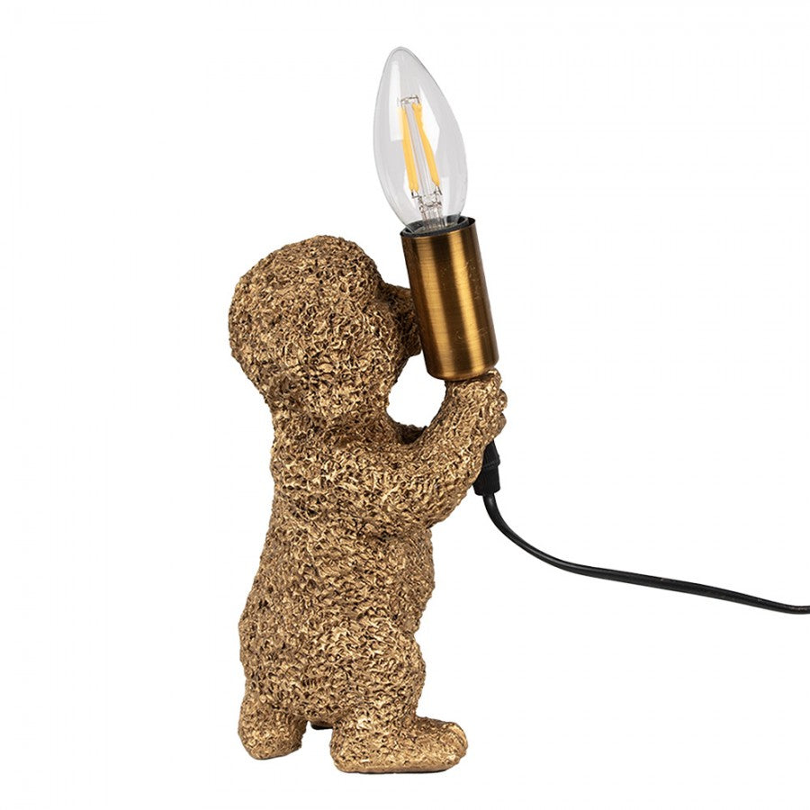 Hunde-Tischlampe Pudel stehend Antikgold Polyresin 11x13x23 cm von Clayre & Eef (6LMP792)