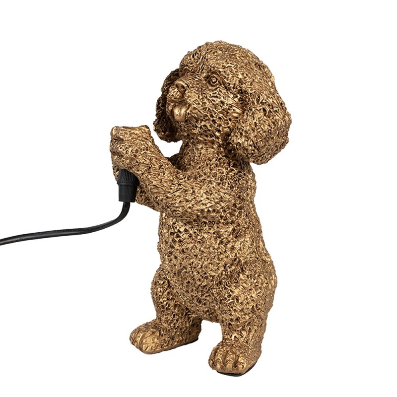 Hunde-Tischlampe Pudel stehend Antikgold Polyresin 11x13x23 cm von Clayre & Eef (6LMP792)