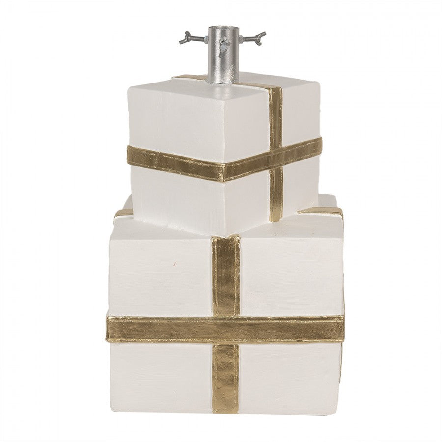 Weihnachtsbaumständer Geschenk mit Goldschleife Weiß Gold 30x28x48 cm von Clayre & Eef (6MG0052)