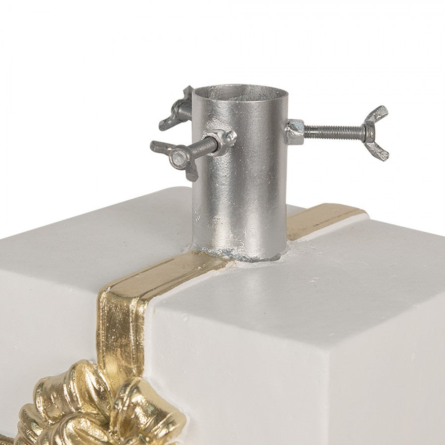 Weihnachtsbaumständer Geschenk mit Goldschleife Weiß Gold 30x28x48 cm von Clayre & Eef (6MG0052)