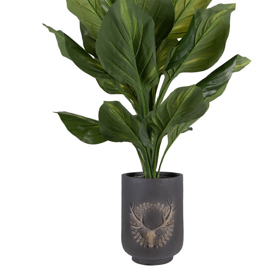 Clayre & Eef Blumentopf Hirsch Ø 23x31 cm Grau – Keramik Pflanzgefäß (6MG0109)