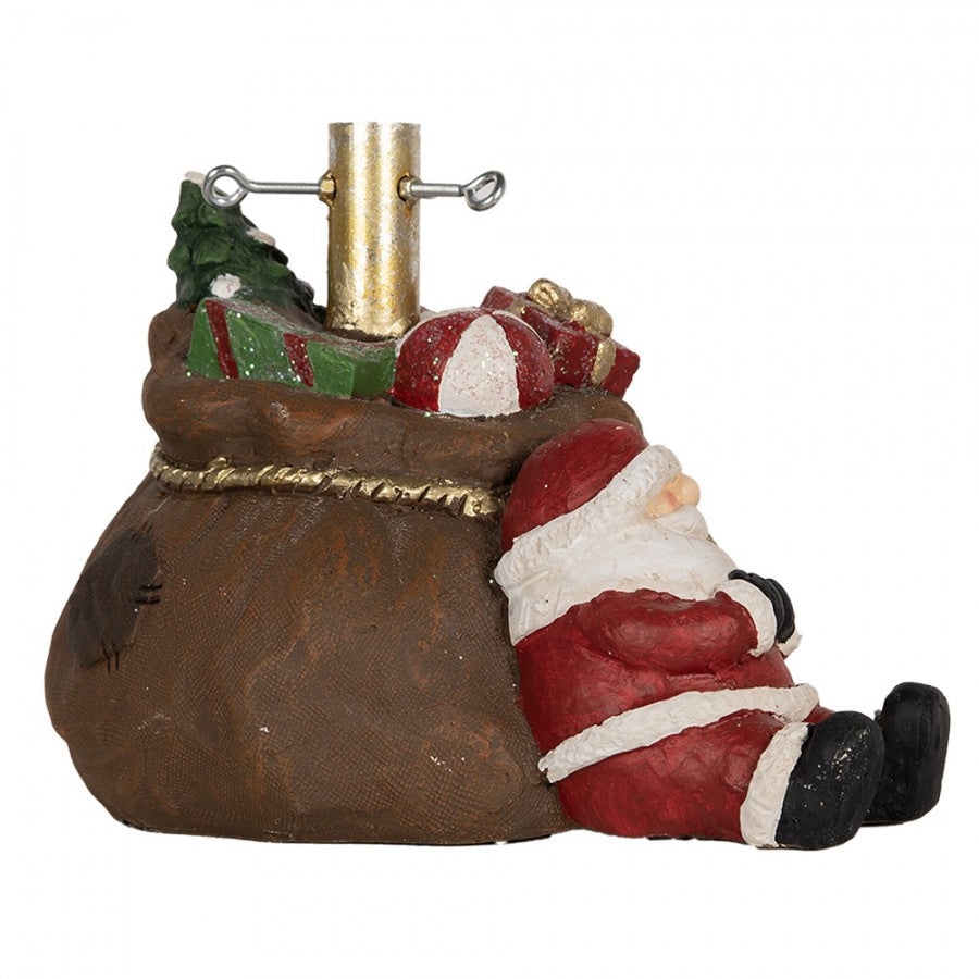 Weihnachtsbaumständer Weihnachtsmann am Geschenkesack Braun Rot 46x31x30 cm von Clayre & Eef (6MG0119)