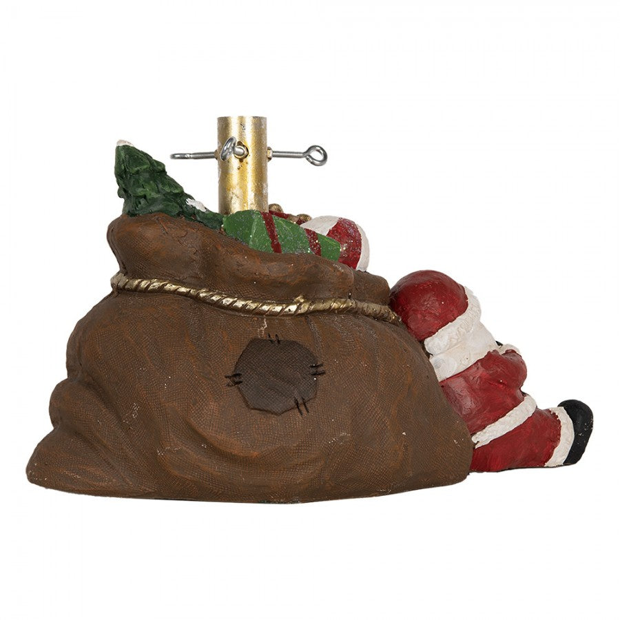 Weihnachtsbaumständer Weihnachtsmann am Geschenkesack Braun Rot 46x31x30 cm von Clayre & Eef (6MG0119)