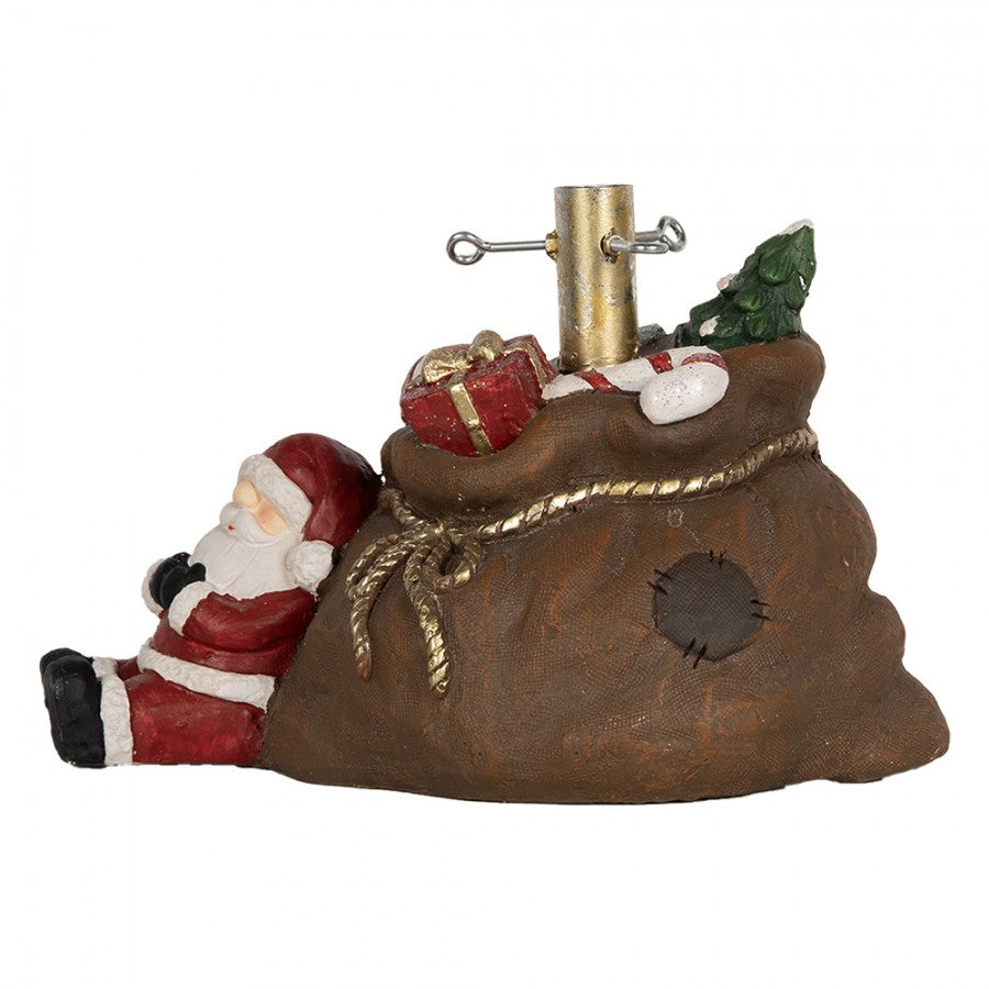 Weihnachtsbaumständer Weihnachtsmann am Geschenkesack Braun Rot 46x31x30 cm von Clayre & Eef (6MG0119)