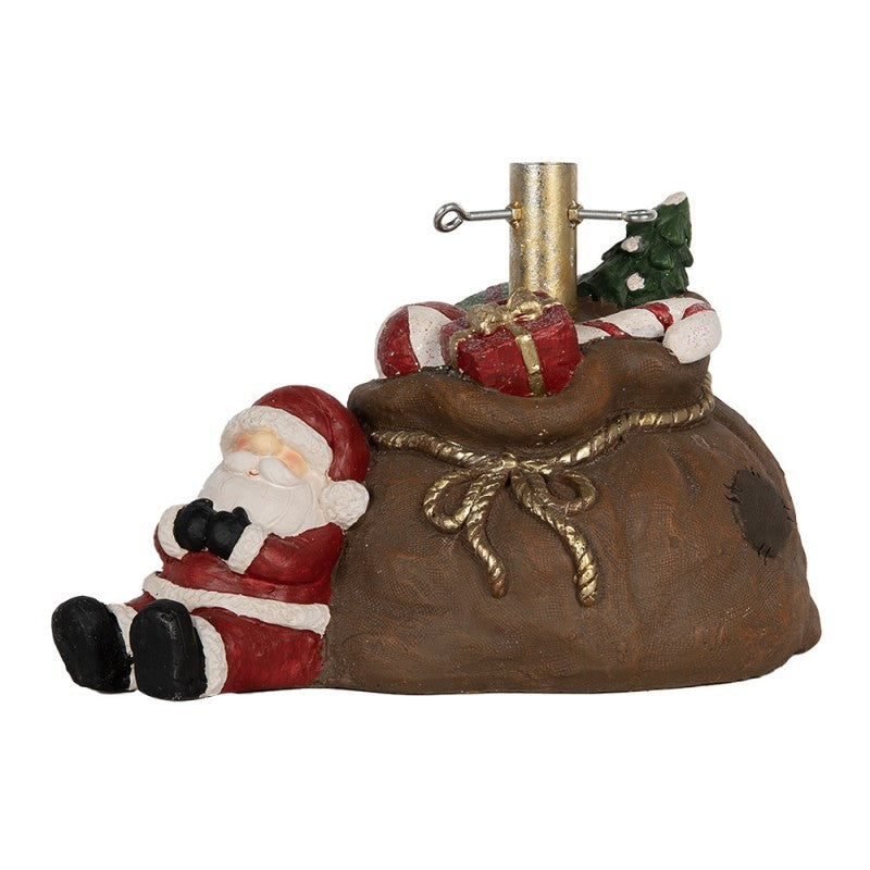 Weihnachtsbaumständer Weihnachtsmann am Geschenkesack Braun Rot 46x31x30 cm von Clayre & Eef (6MG0119)