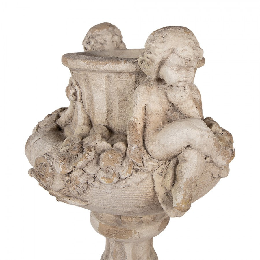 Clayre & Eef Pflanzkübel Monumental Engel Putten 40x32x55 cm Beige – 4,7 kg Keramik Vase (6MG0137)
