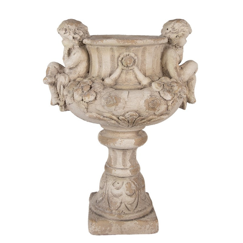 Clayre & Eef Pflanzkübel Monumental Engel Putten 40x32x55 cm Beige – 4,7 kg Keramik Vase (6MG0137)