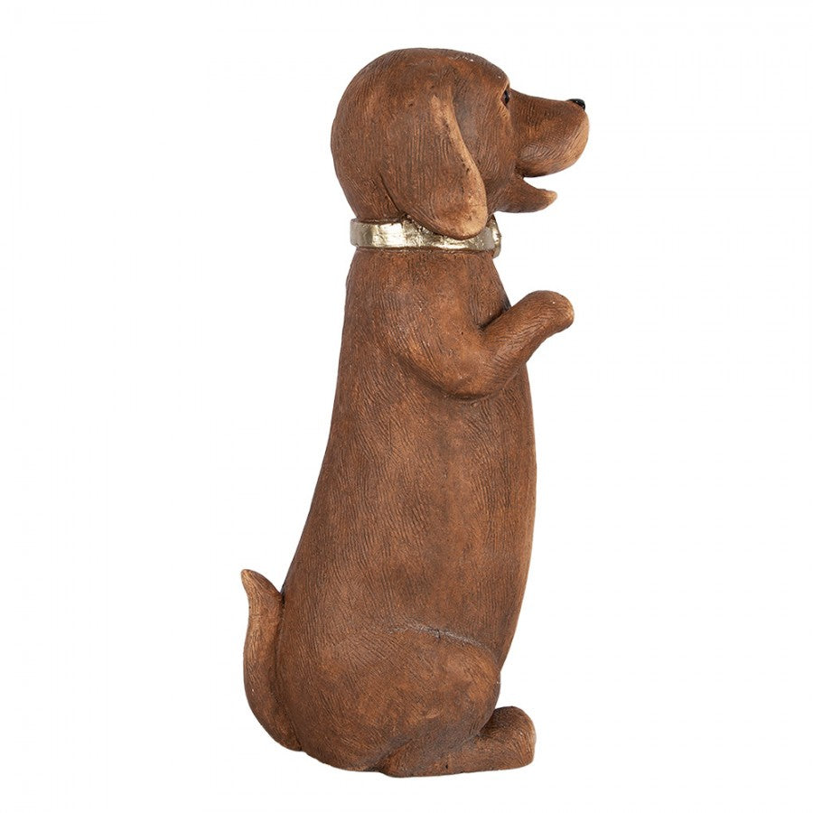 Gartenfigur Hund Dackel aufrecht sitzend Männchen Magnesia Braun 23x19x47 cm von Clayre & Eef (6MG0170)