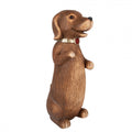 Gartenfigur Hund Dackel aufrecht sitzend Männchen Magnesia Braun 23x19x47 cm von Clayre & Eef (6MG0170)