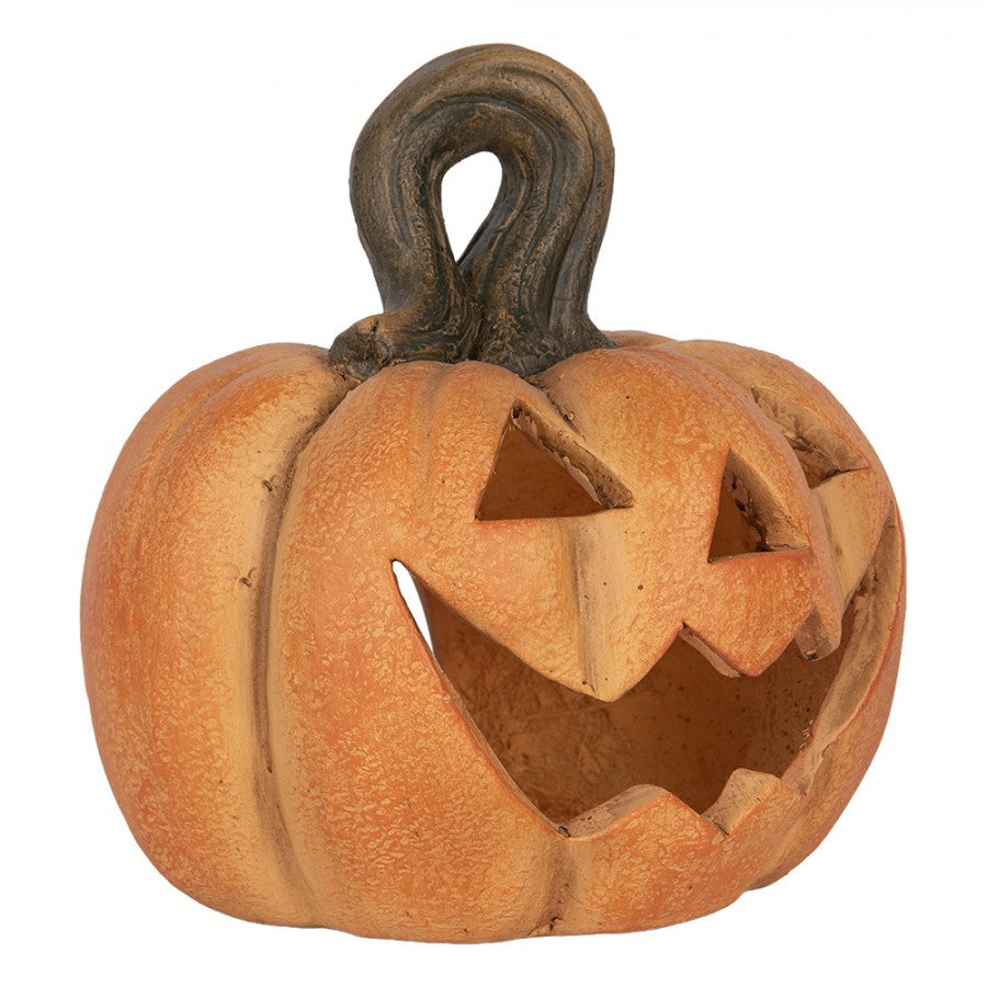 Halloween Deko-Kürbis Windlicht Orange Magnesia 25x24x25 cm von Clayre & Eef (6MG0178)