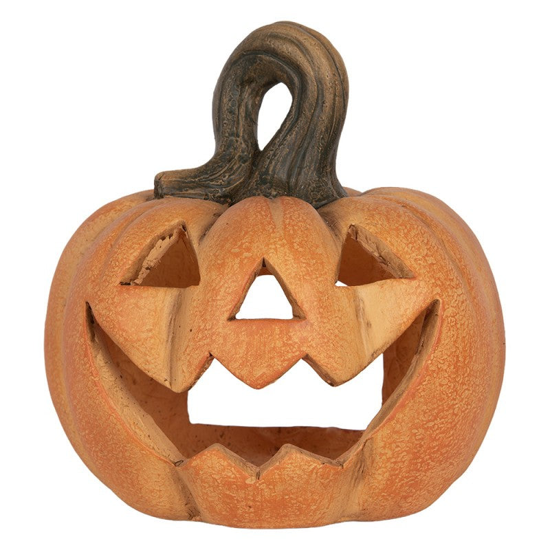 Halloween Deko-Kürbis Windlicht Orange Magnesia 25x24x25 cm von Clayre & Eef (6MG0178)