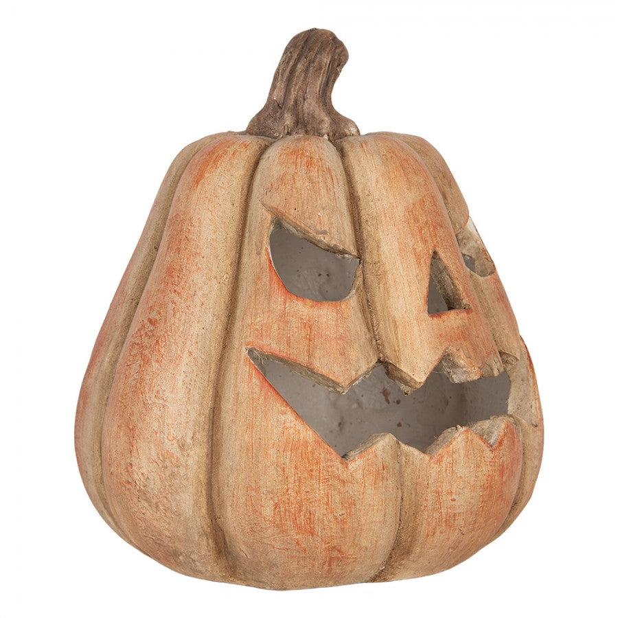 Halloween Deko-Kürbis Windlicht Orange Magnesia hoch 23x22x25 cm von Clayre & Eef (6MG0179)