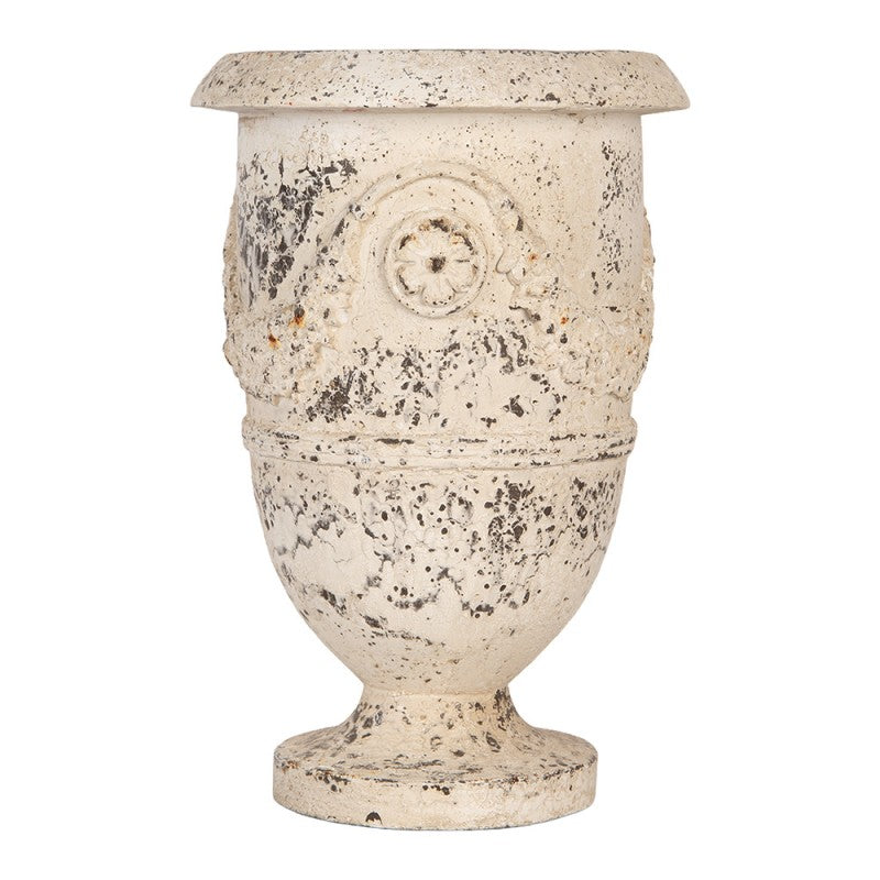 Clayre & Eef Blumentopf Pokal Kelch Ø 24x36 cm Beige – Vintage Keramik Vase (6MG0182)