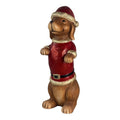 Weihnachtsfigur Hund Dackel aufrecht sitzend im Nikolausmantel Magnesia Braun Rot 18x23x51 cm von Clayre & Eef (6MG0202)