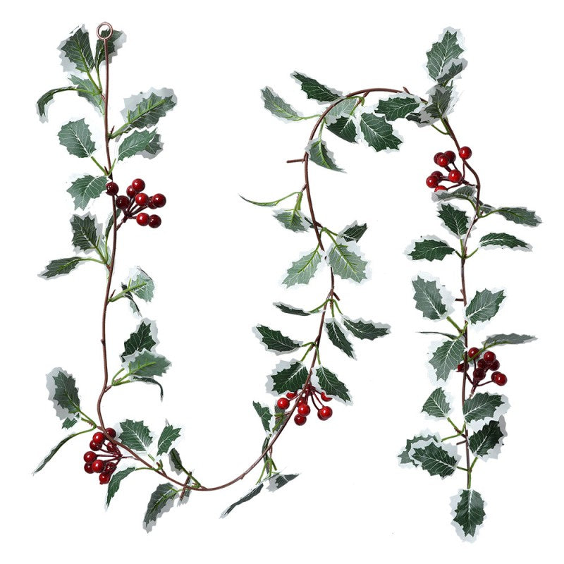 Clayre & Eef Künstliche Stechapfel Blumengirlande 170 cm – Zarte Festgirlande Winter(6PL0279)