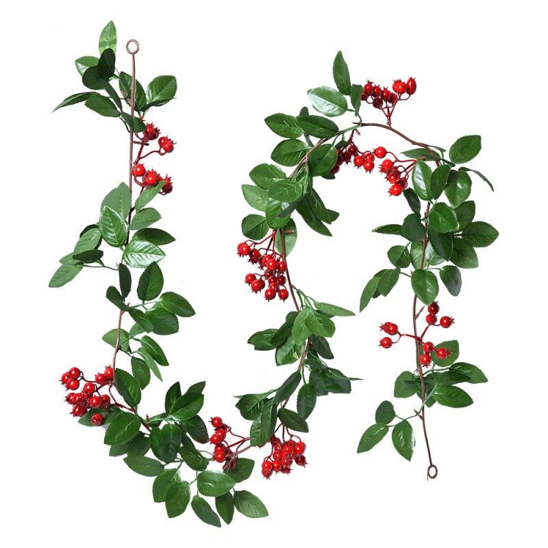 Clayre & Eef Künstliche Blätter-Früchte Girlande Herbst/Winter Deko 180 cm – XXL Festranke (6PL0281)