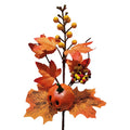 Halloween Deko-Zweig Kürbis mit Ahornblättern & Beeren Orange 38 cm von Clayre & Eef (6PL0438)