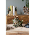 Polyresin-Kerzenständer Froschkönig mit Krone Grün-Gold 14x14x13 cm für Kerzen von Clayre & Eef (6PR0919)