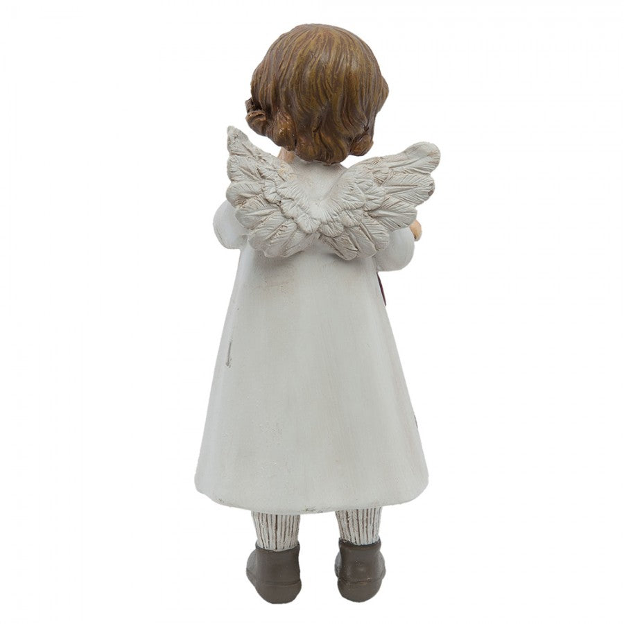 Polyresin-Dekorationsfigur Engelmädchen mit Puppe Weiß 6x5x14 cm von Clayre & Eef (6PR1134)