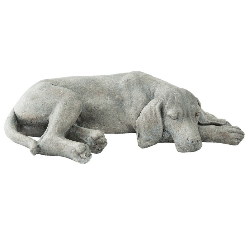 Gartenfigur Hund Jagdhund Weimaraner schlafend Stein-Optik Polyresin Grau 58x35x15 cm von Clayre & Eef (6PR1144)