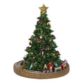 Spieluhr Weihnachtsbaum mit Eisenbahn & Stern Grün Bunt Ø 15x18 cm von Clayre & Eef (6PR2845)