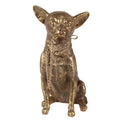 Dekofigur Hund Chihuahua sitzend mit Halsband & Leine Polyresin Antikgold 13x9x18 cm von Clayre & Eef (6PR3429)