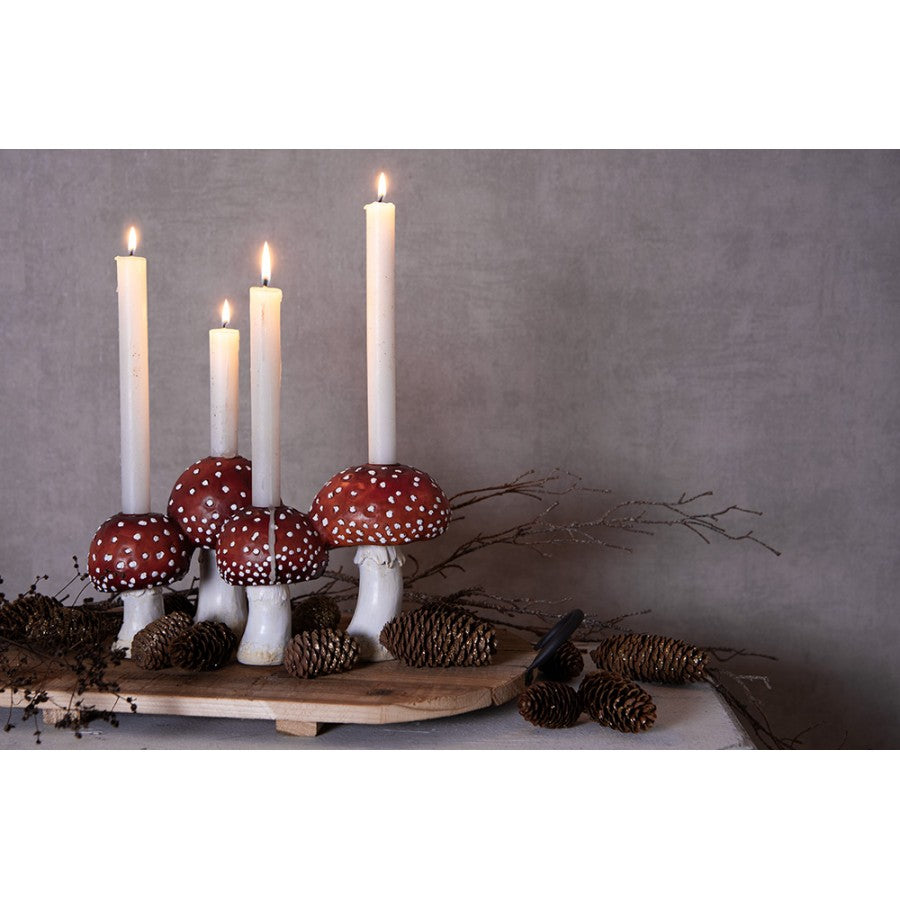 Kerzenständer Fliegenpilz-Gruppe 4-flammig Rot-Weiß 30x17x17 cm Polyresin von Clayre & Eef (6PR3899)
