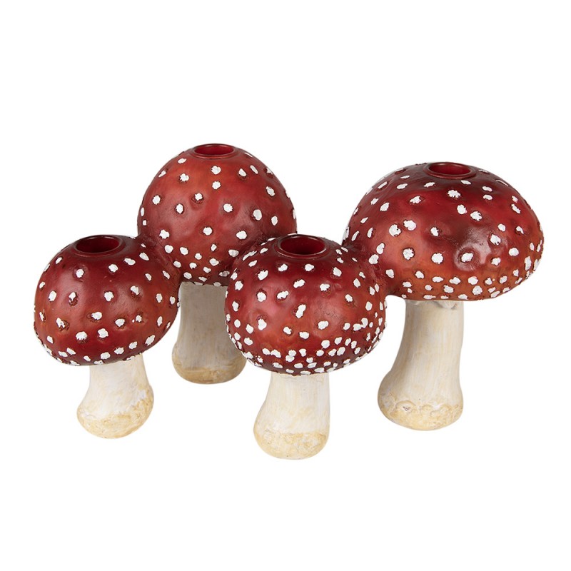 Kerzenständer Fliegenpilz-Gruppe 4-flammig Rot-Weiß 30x17x17 cm Polyresin von Clayre & Eef (6PR3899)
