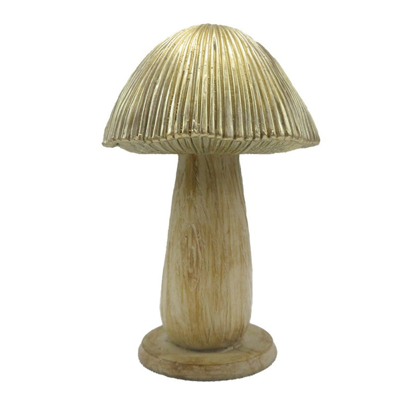 Dekofigur Glockenpilz gerillt Antikgold-Braun Ø 9x14 cm Polyresin von Clayre & Eef (6PR4158)