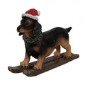 Weihnachtsfigur Hund Dackel auf Skiern mit Nikolausmütze Polyresin Schwarz Braun Rot 10x3x7 cm von Clayre & Eef (6PR4173)