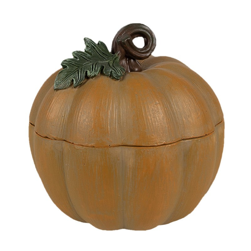 Deko-Kürbis Dose mit Deckel Orange Polyresin 10x8x10 cm von Clayre & Eef (6PR4234)
