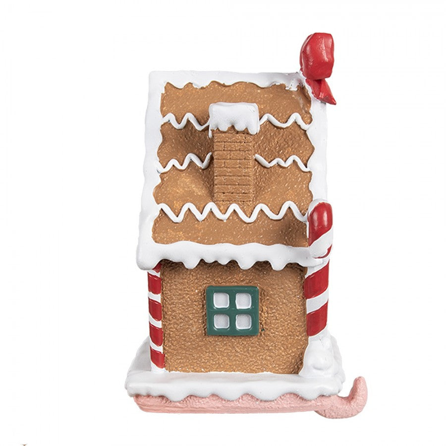Weihnachtssocken Halter Lebkuchenhaus Kaminhaken Polyresin Braun Rot 13x11x18 cm von Clayre & Eef (6PR4258)