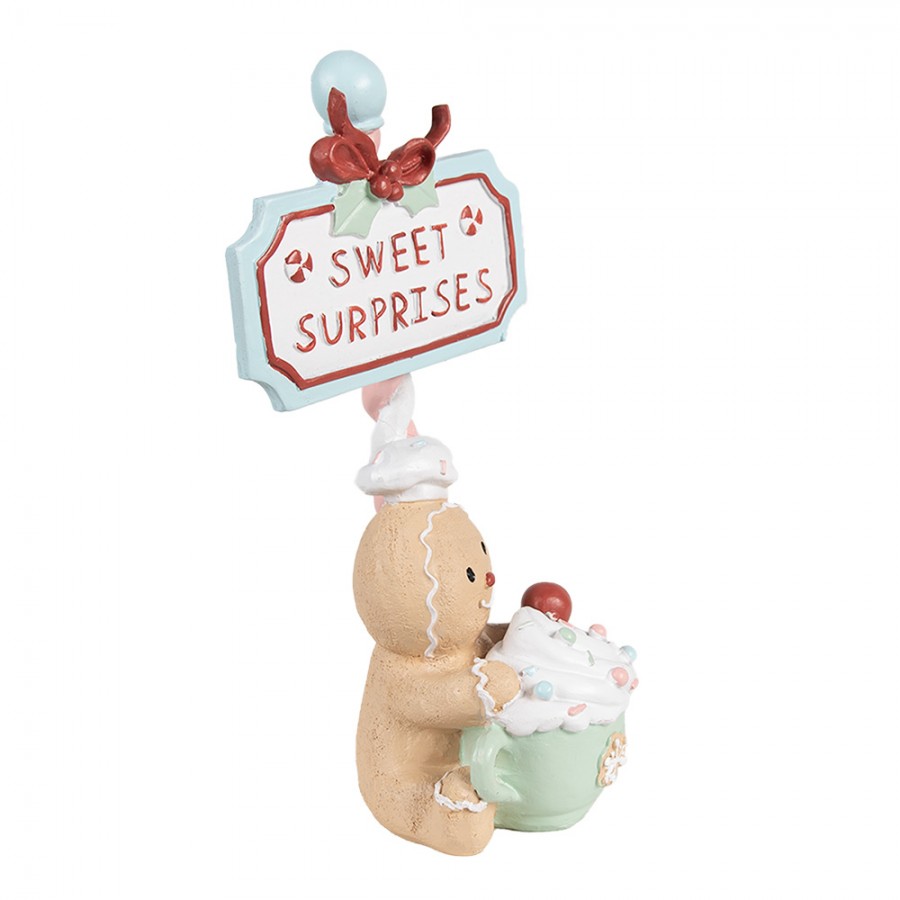 Weihnachtsfigur Pfefferkuchenmann Tasse Sweet Surprises Polyresin Pastell 13x10x25 cm von Clayre & Eef (6PR4269)