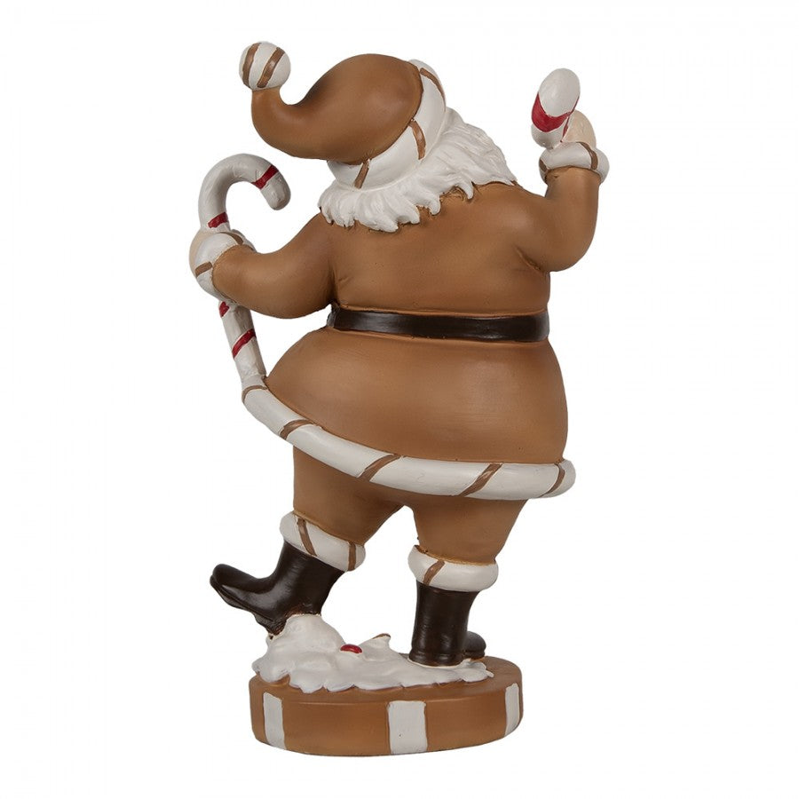 Clayre & Eef Dekofigur „Weihnachtsmann mit Zuckerstange“ aus Polyresin in braun 12x9x20 cm (6PR4276)