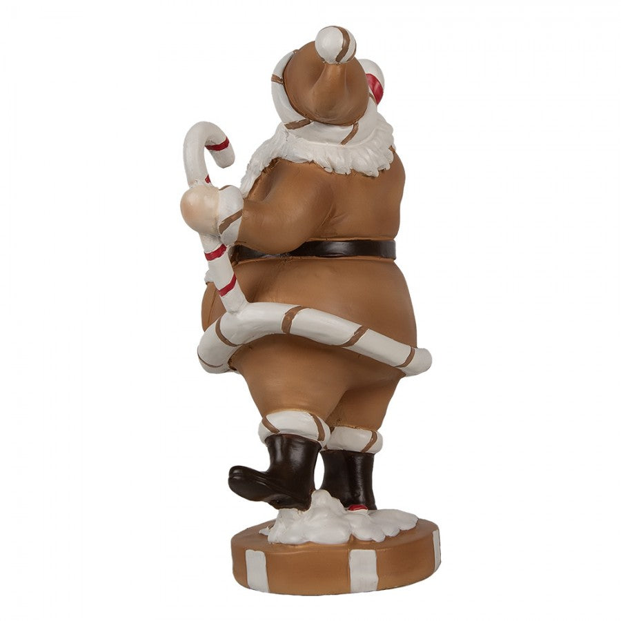 Clayre & Eef Dekofigur „Weihnachtsmann mit Zuckerstange“ aus Polyresin in braun 12x9x20 cm (6PR4276)